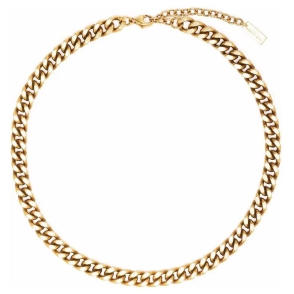 Saint Laurent MEDIUM CURB CHAIN METAL NECKLACE New In Box!